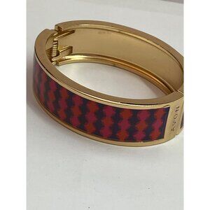 Avon Gold-Tone Geometric Hinged Bangle Bracelet With Red & Pink Pattern J0251